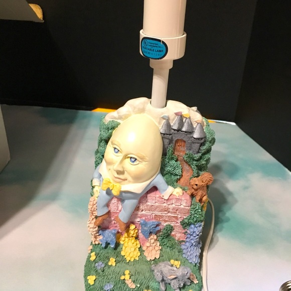 HUMPTY DUMPTY LAMP HAND PAINTED FABRIC SHADE 90s - Picture 12 of 16